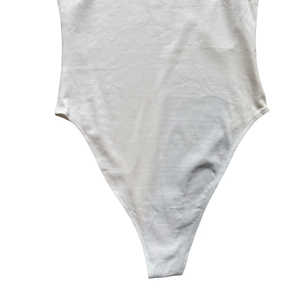 Zara Classic White Bodysuit Size S Stretchy Minimalist Neutral Casual Essential - Picture 11 of 11